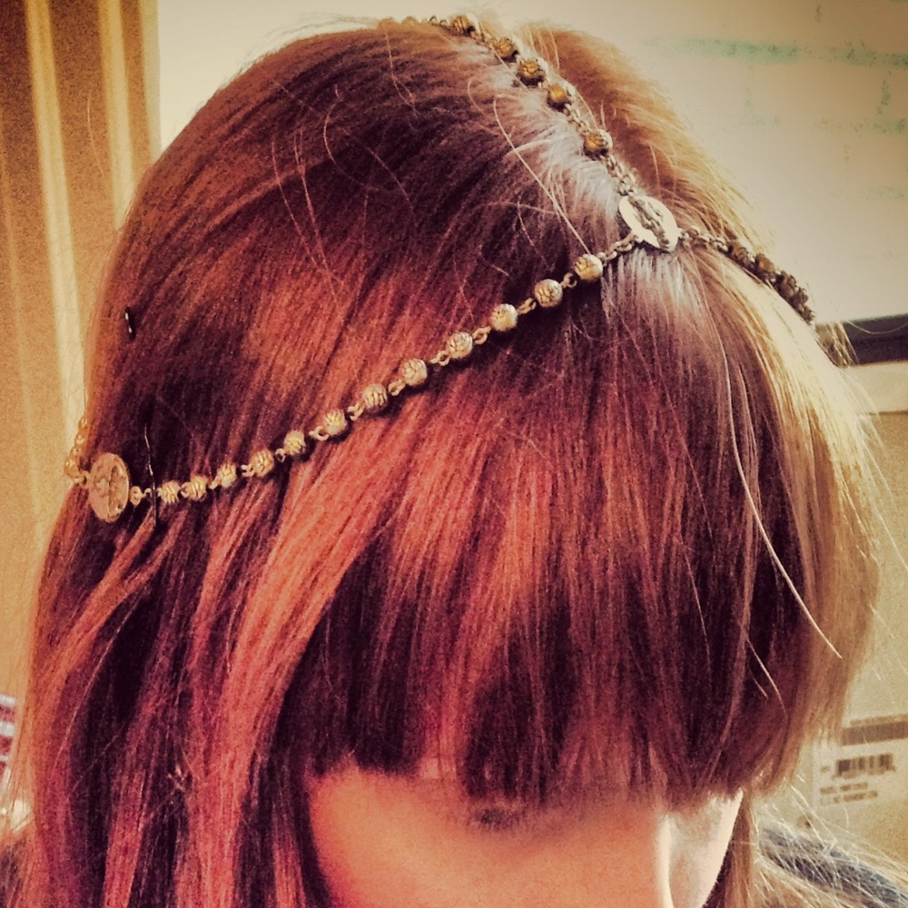 PAMELA LOVE Vintage Brass Rosary Headpiece Festival SO RARE!!!
